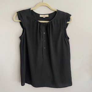 Anne Taylor LOFT Black Cap Sleeve Blouse